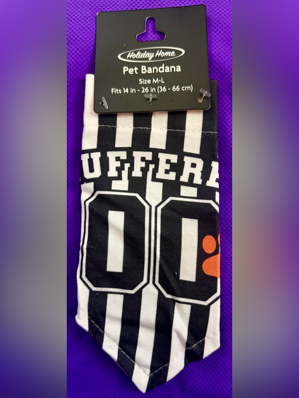 🐾 Black & White Striped Pet Bandana - M/L